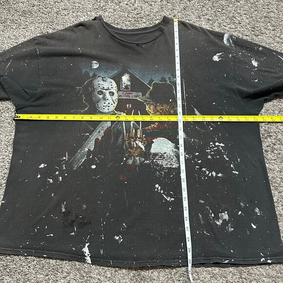 Thrashed Shirt Freddy Jason Horror Movie Graphic Tee y2k Faded Black 3XL - Picture 7 of 12